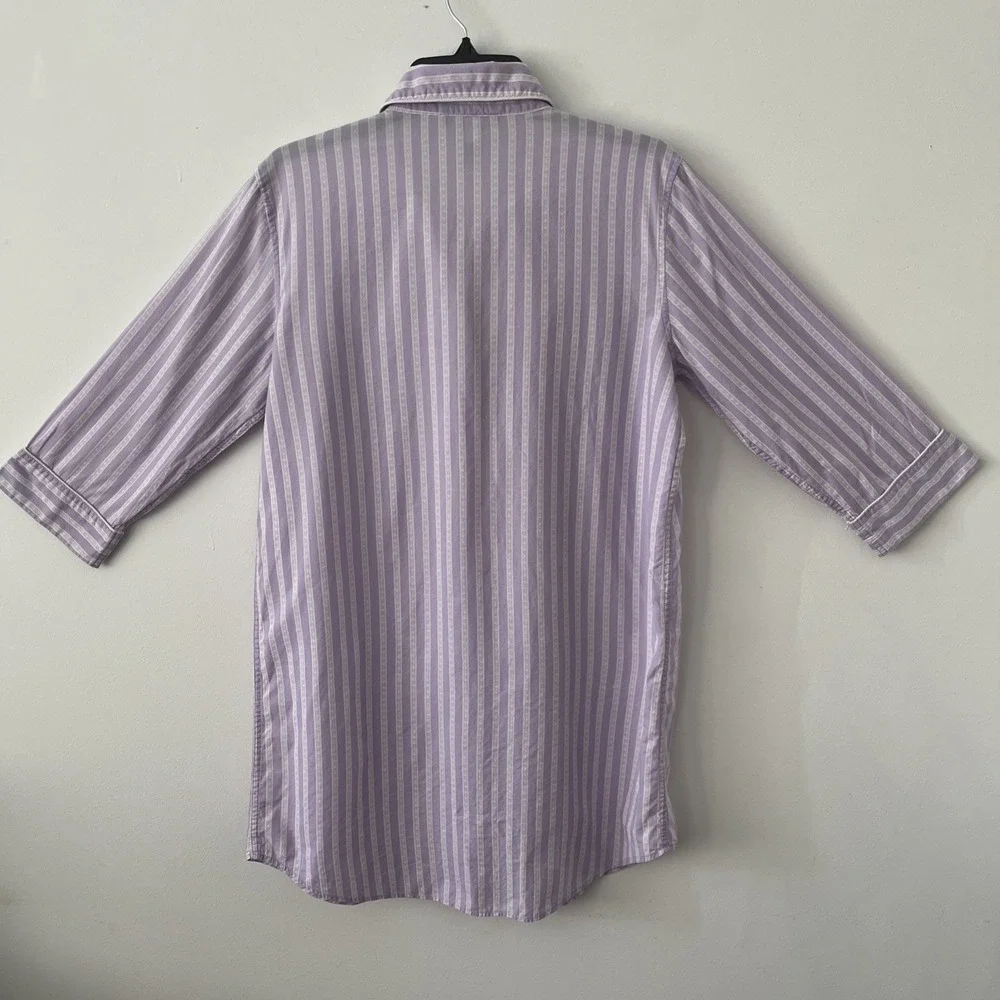 Lauren Ralph Lauren Purple White Striped Pajama Top Medium Preppy Loungewear